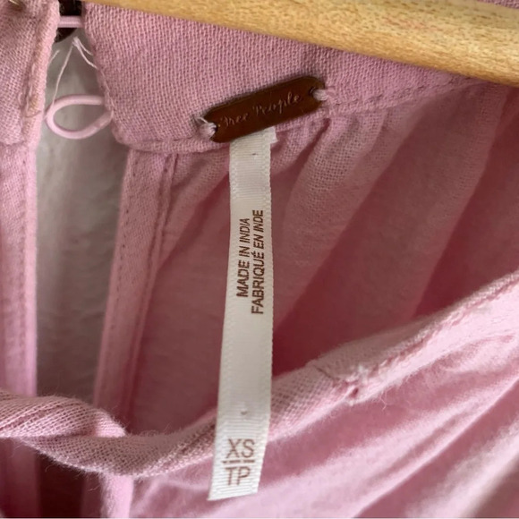 Free People Free-est The Only One Mini Dress Solid Pink Ruched Cotton Sz XS - Picture 8 of 8